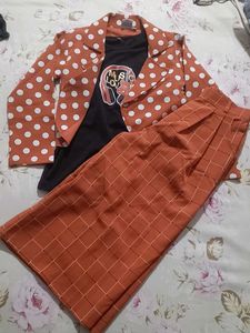 3- Piece Coord With T-shirt, Coat And Palazzo Pant