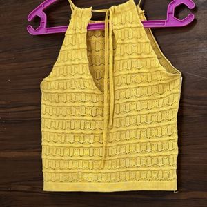 Yellow Halter Knit Top
