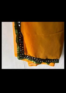 Mehandi And Yellow  Double  Color  Saree