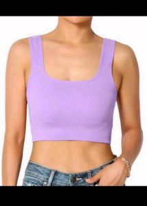 Lavender Ribbed Crop Tank Top