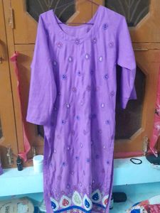 Embroidered Purple Kurta