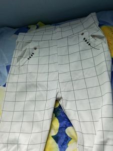 White Checked Pant , Size 28