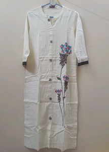 White Floral Print Kurti