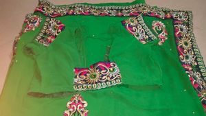 Green Embroidered Saree