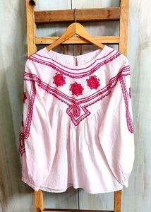 Pink Embroidered Peasant Top size-46-48