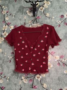Red Cute Crop Top