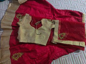 Red Lehnga With Crop Top