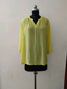 plus size Yellow Button-Down Top