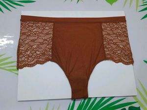 (800)Stylish Rust Brown Lace Hipster Underwear
