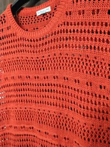Orange Crochet Top Blouse