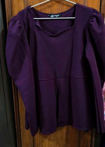 Purple Puff Sleeve Co-ords Set