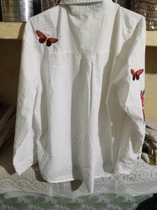 White Rose Thread Work Shirt