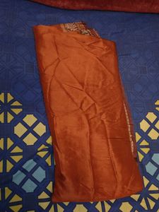 Rust Orange Brown Printed Designer Saree