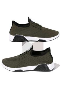 Olive Green Knit Sneakers