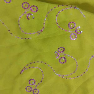 Women&#39;s Yellow Georgette Saree