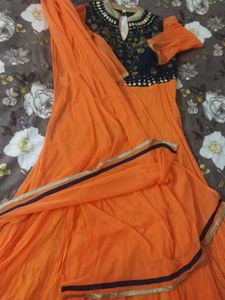 Elegant Orange Anarkali Kurta