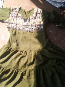 Cute Dress With Threads Work On Upper Side