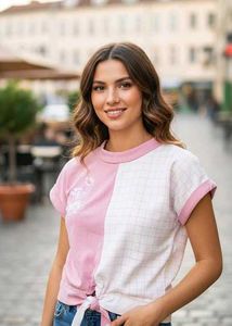 Cute Pink & White Floral Top