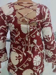 Boho Floral Criss-Cross Back Long Sleeve Dress