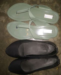 Combo Of 2 Women&#39;s Flat Jutti (Velly) &amp; Flat Chappals