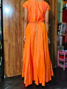 Orange Embroidered Anarkali
