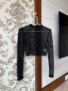 Black Mesh Long Sleeve Top