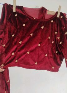 Velvet Embroidered Blouse