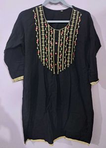 Embroidered Black Kurta