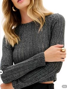 New with tag Pinterest Grey Ribbed Long Sleeve Top