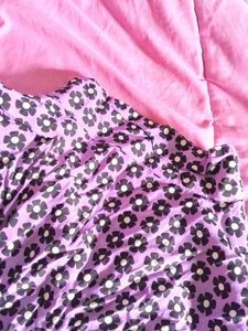 Flower Printed Purple Shirt , Cropped