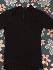 Zara Black Cut Out Knit Top