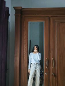 Light Blue Button-Up Cardigan