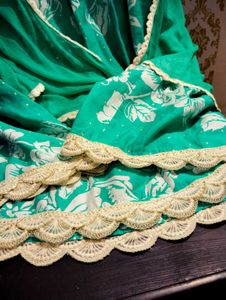 Emerald Green Floral Anarkali Suit