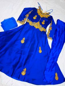 Royal Blue Embroidered Anarkali Suit