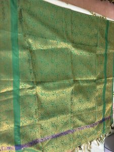 Green & Gold Art Silk Ponadai Shawl