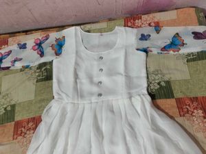 Butterfly Print White Dress