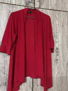 Red Open Front Cardigan(Patiyala with shrug)