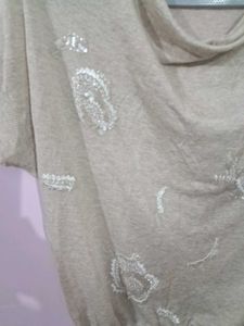 Beige Embellished Top