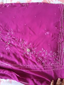 Pink Saree With Stitched Blouse