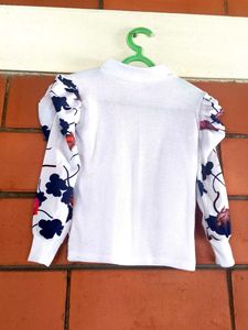 Stylish White Floral Sleeve Top
