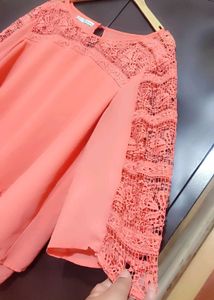 Light Coral Top Lace Design Sleeves For 42 Bust