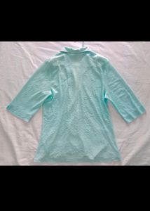 Blue Floral Mesh Top