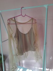 Sheer Mesh Top &amp; Cami Set