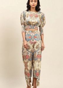 Aarke Ritu KumarFloral Print Crop Top with Pants S