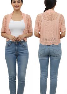 Peach Knit Cropped Cardigan shrug