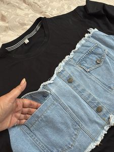 Unique Denim Accent Tee