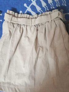 Beige Corduroy Mini Skirt