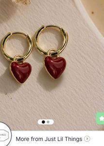 Crimson Heart Hoops Ear Ring