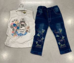 Designer White Top With Trendy Blue Jeans