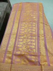 Very Soft Saree Golden Thread Work Border &amp; Pallu
